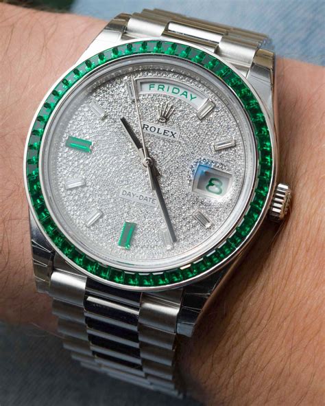 rolex day date green emerald platinum